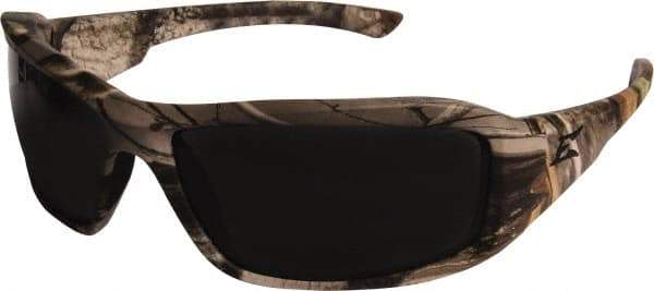 Edge Eyewear - Smoke Lenses, Framed Safety Glasses - Scratch Resistant, Forest Camo Nylon Frame, Size Universal, Wrap Around - Apex Tool & Supply