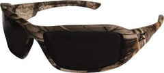 Edge Eyewear - Smoke Lenses, Framed Safety Glasses - Scratch Resistant, Forest Camo Nylon Frame, Size Universal, Wrap Around - Apex Tool & Supply