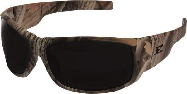 Edge Eyewear - Smoke Lenses, Framed Safety Glasses - Scratch Resistant, Forest Camo Nylon Frame, Size Universal, Wrap Around - Apex Tool & Supply