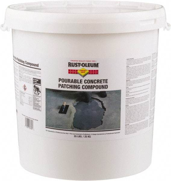 Rust-Oleum - 55 Lb Pail Concrete Patch - Gray, 46 Cu Ft/55 Lb Kit Coverage, Fiber Reinforced Portland Cement - Apex Tool & Supply
