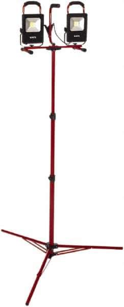 Bayco - 20 Watt, Electric, LED Portable Tripod Work Light - 6' Cord, 2 Heads, 4,400 Lumens, Aluminum, 82-1/2" Long x 18.4" Wide x 7.3" High - Apex Tool & Supply