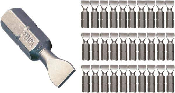 Wiha - 6mm Blade, 1/4" Drive Slotted Screwdriver Bit - 1" OAL - Apex Tool & Supply