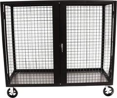 Valley Craft - 2,000 Lb Capacity, 4-Sided Steel Security Truck - 30" Long x 60" Wide x 66" High, 8" Diam Mold-On Rubber Wheels - Apex Tool & Supply