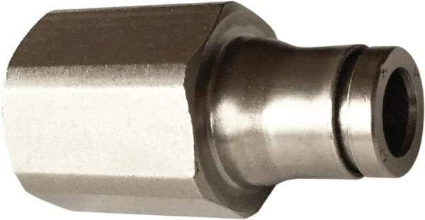Legris - 1/4" Outside Diam, 1/8 NPT, Nickel Plated Brass Push-to-Connect Tube Female Connector - 435 Max psi, Tube to Female NPT Connection, FKM O-Ring, Conforms to FDA Standards - Apex Tool & Supply