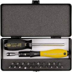 Wiha - 24 Piece, 1/4" Drive Screwdriver Micro Bit Set - #000 to #0 Phillips, 0.7 to 1.3mm Hex, T1 to T6 Torx, 0.8, 1.2, 1.5 & 2mm Slotted - Apex Tool & Supply