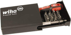 Wiha - 38 Piece, 1/4" Drive Screwdriver Bit Set - #1 to #3 Phillips, 1/16 to 1/4" Hex, 2.5 to 6mm Hex, T7 to T40 Torx, #1, #2 & #3 Pozidriv, #1 to #3 Square Recess, 4.5, 5.5 & 6mm Slotted - Apex Tool & Supply