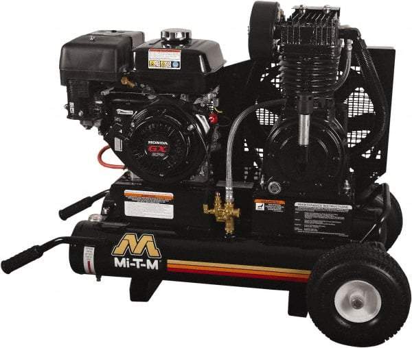 MI-T-M - 9.0 hp, 17.2 CFM, 175 Max psi, Two Stage Portable Fuel Air Compressor - Honda GX270 OHV Engine - Apex Tool & Supply