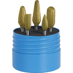 SGS Pro - 5 Piece, 1/4" Shank Burr Set - Tungsten Carbide, Multiple Head Shape - Apex Tool & Supply