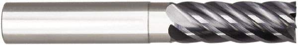 Niagara Cutter - 1/2", 1-1/8" LOC, 1/2" Shank Diam, 4" OAL, 6 Flute, Solid Carbide Square End Mill - Single End, AlTiN Finish, Spiral Flute, 38° Helix, Right Hand Cut, Right Hand Flute, Series SN638 - Apex Tool & Supply