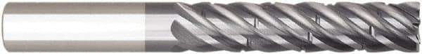 Niagara Cutter - 1/2", 1-5/8" LOC, 1/2" Shank Diam, 4" OAL, 6 Flute, Solid Carbide Square End Mill - Single End, AlTiN Finish, Spiral Flute, 38° Helix, Right Hand Cut, Right Hand Flute, Series SCS638 - Apex Tool & Supply