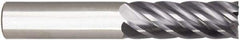 Niagara Cutter - 1/4", 5/8" LOC, 1/4" Shank Diam, 2" OAL, 6 Flute, Solid Carbide Square End Mill - Single End, AlTiN Finish, Spiral Flute, 38° Helix, Right Hand Cut, Right Hand Flute, Series S638 - Apex Tool & Supply