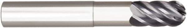 Niagara Cutter - 1/4" Diam, 1/4" LOC, 6 Flute Solid Carbide Ball End Mill - AlTiN Finish, Single End, 2" OAL, 1/4" Shank Diam, Spiral Flute - Apex Tool & Supply