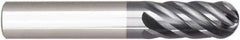 Niagara Cutter - 1" Diam, 1" LOC, 6 Flute Solid Carbide Ball End Mill - AlTiN Finish, Single End, 4" OAL, 1" Shank Diam, Spiral Flute - Apex Tool & Supply