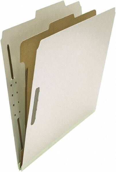 UNIVERSAL - 8-1/2 x 11", Letter Size, Gray, Classification Folders with Top Tab Fastener - 25 Point Stock, Right of Center Tab Cut Location - Apex Tool & Supply