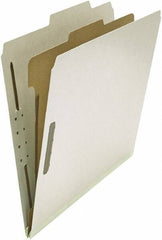 UNIVERSAL - 8-1/2 x 11", Letter Size, Gray, Classification Folders with Top Tab Fastener - 25 Point Stock, Right of Center Tab Cut Location - Apex Tool & Supply