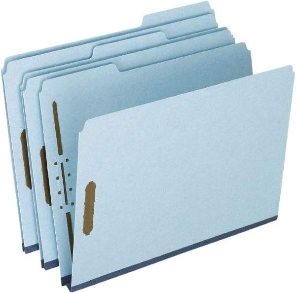 Pendaflex - 8-1/2 x 11", Letter Size, Blue, Classification Folders with Top Tab Fastener - 25 Point Stock, 1/3 Tab Cut Location - Apex Tool & Supply