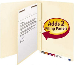 SMEAD - 8-1/2 x 11", Letter Size, Manila, Classification Folders with End Tab Fastener - 11 Point Stock, Right of Center Tab Cut Location - Apex Tool & Supply