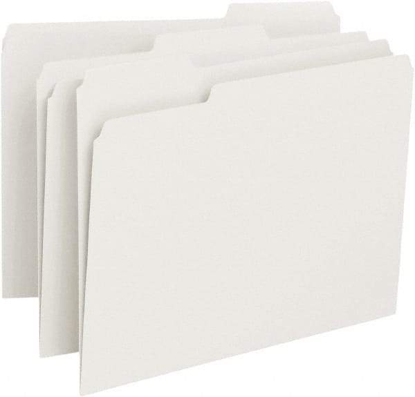 SMEAD - 8-1/2 x 11", Letter Size, White, File Folders with Top Tab - 11 Point Stock, 1/3 Tab Cut Location - Apex Tool & Supply