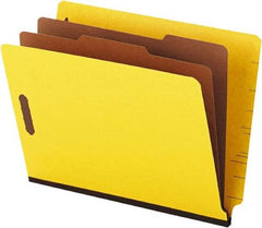 Universal One - 8-1/2 x 11", Letter Size, Yellow, Classification Folders with End Tab Fastener - 25 Point Stock, Straight Tab Cut Location - Apex Tool & Supply