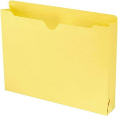 SMEAD - 8-1/2 x 11", Letter Size, Yellow, Colored Folders with Double-Ply Tabs - 11 Point Stock, Straight Tab Cut Location - Apex Tool & Supply