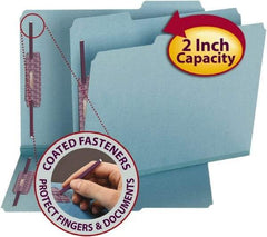 SMEAD - 8-1/2 x 11", Letter Size, Blue, File Folders with Top Tab - 23 Point Stock, 1/3 Tab Cut Location - Apex Tool & Supply