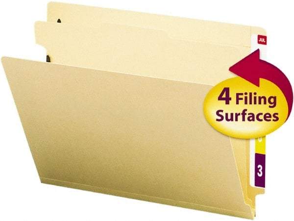 SMEAD - 8-1/2 x 11", Letter Size, Manila, Classification Folders with End Tab Fastener - 18 Point Stock, Straight Tab Cut Location - Apex Tool & Supply