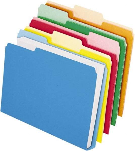 Pendaflex - 8-1/2 x 11", Letter Size, Assorted Colors, File Folders with Top Tab - 11 Point Stock, 1/3 Tab Cut Location - Apex Tool & Supply