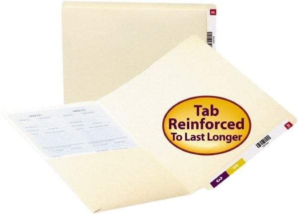 SMEAD - 8-1/2 x 11", Letter Size, Manila, Classification Folders with End Tab Fastener - 11 Point Stock, Straight Tab Cut Location - Apex Tool & Supply
