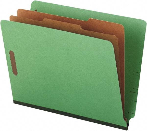 UNIVERSAL - 8-1/2 x 11", Letter Size, Green, Classification Folders with End Tab Fastener - 25 Point Stock, Straight Tab Cut Location - Apex Tool & Supply