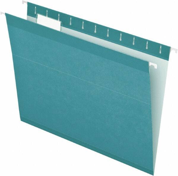 Pendaflex - 8-1/2 x 11", Letter Size, Aqua, Hanging File Folder - 11 Point Stock, 1/5 Tab Cut Location - Apex Tool & Supply