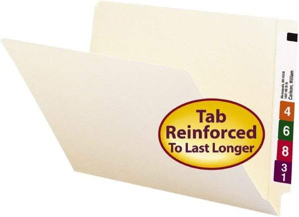 SMEAD - 8-1/2 x 14", Legal, Manila, File Folders with End Tab - 11 Point Stock, Straight Tab Cut Location - Apex Tool & Supply