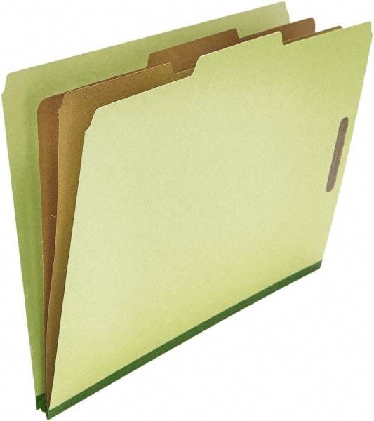 UNIVERSAL - 8-1/2 x 14", Legal, Green, Classification Folders with Top Tab Fastener - 25 Point Stock, Right of Center Tab Cut Location - Apex Tool & Supply