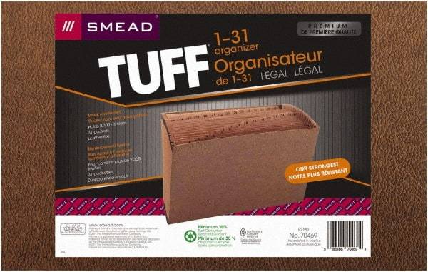 SMEAD - 8-1/2 x 14", Legal, Redrope, 1-31 Indexed Expanding Files - Assorted Tab Cut Location - Apex Tool & Supply