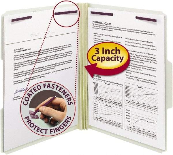 SMEAD - 8-1/2 x 11", Letter Size, Gray-Green, Expandable File Folders with Top Tab Pocket - 25 Point Stock, 1/3 Tab Cut Location - Apex Tool & Supply