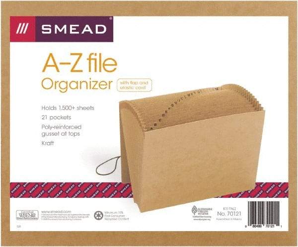 SMEAD - 8-1/2 x 11", Letter Size, Kraft, A-Z Indexed Expanding Files - Apex Tool & Supply