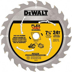 DeWALT - 7-1/4" Diam, 15.88mm Arbor Hole Diam, 24 Tooth Wet & Dry Cut Saw Blade - Steel, Smooth Action, Standard Round Arbor - Apex Tool & Supply