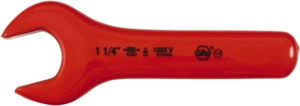 Wiha - 1-1/4" Nonsparking Standard Open End Wrench - 7-1/2" OAL, Single End, Insulating Elastomer Finish, 15° Head Angle - Apex Tool & Supply
