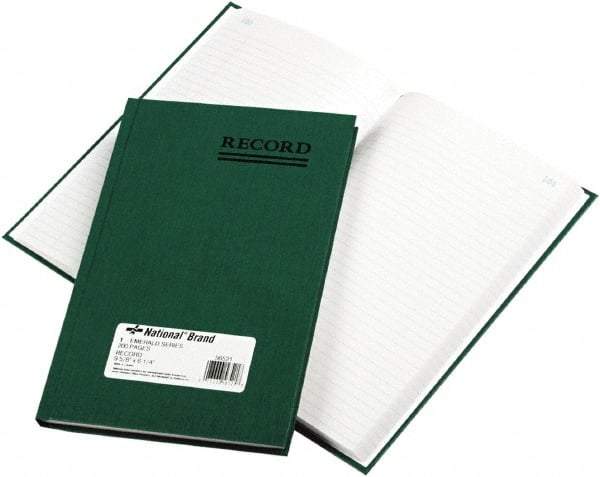 National Brand - 200 Sheet, 6-1/4 x 9-5/8", Record Rule Accounting Book - Green - Apex Tool & Supply