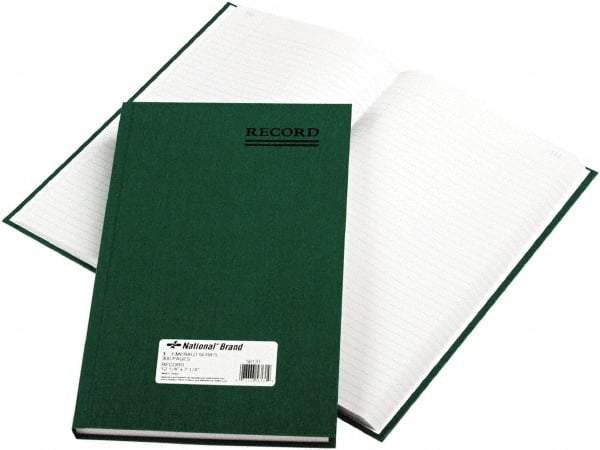 National Brand - 300 Sheet, 7-1/4 x 12-1/4", Record Rule Accounting Book - Green - Apex Tool & Supply