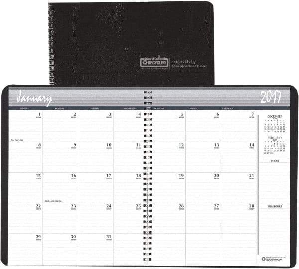 House of Doolittle - 12 Sheet, 8-1/2 x 11", Monthly Planner - Black - Apex Tool & Supply
