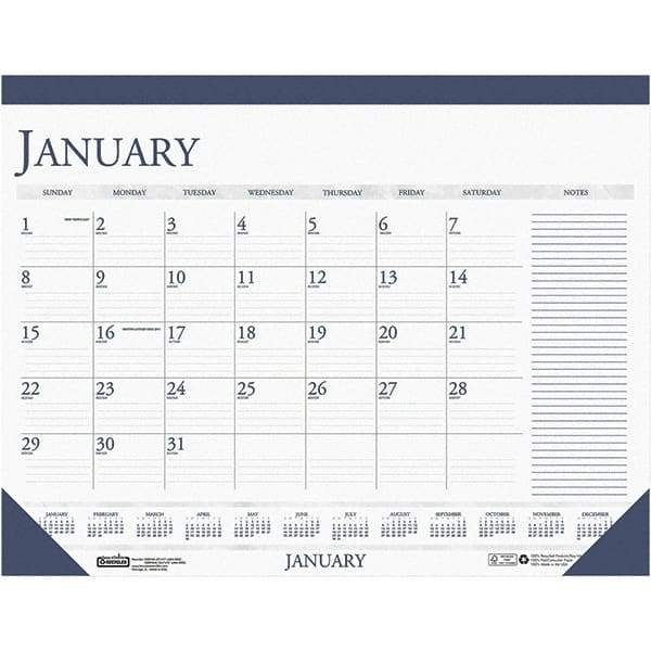 House of Doolittle - 12 Sheet, 18-1/2 x 13", Desk Calendar - White & Blue - Apex Tool & Supply