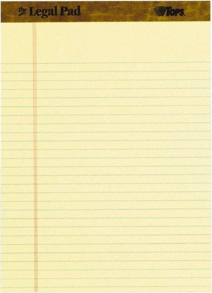 TOPS - 50 Sheet, 8-1/2 x 11-3/4", Legal Pad - Canary - Apex Tool & Supply
