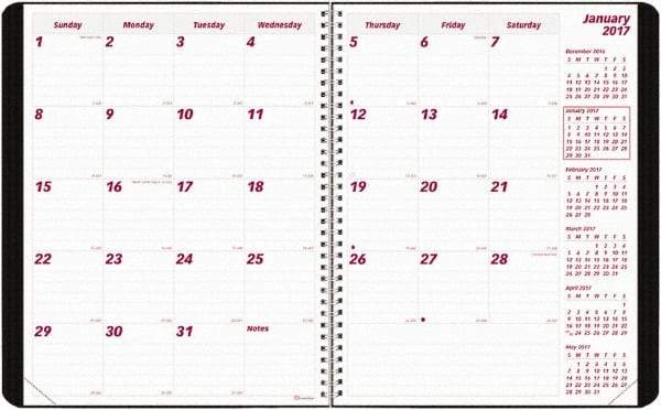 Brownline - 12 Sheet, 8-1/2 x 11", Monthly Planner - Black - Apex Tool & Supply