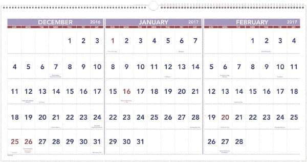 AT-A-GLANCE - 7 Sheet, 23-1/2 x 12", Wall Calendar - White - Apex Tool & Supply