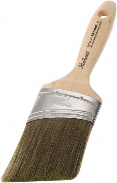 Richard - 3" Oval/Angle Polyester Angular Brush - 3-1/4" Bristle Length, 5-3/4" Wood Sash Handle - Apex Tool & Supply