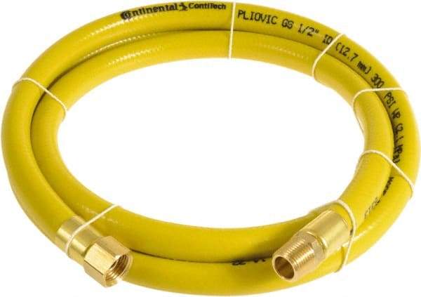 Continental ContiTech - 1/2" ID x 0.78" OD 50' Long Multipurpose Air Hose - MNPT x FNPT Ends, 300 Working psi, -10 to 158°F, 1/2" Fitting, Yellow - Apex Tool & Supply
