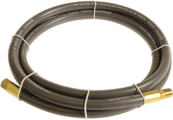 Continental ContiTech - 1/2" ID x 0.78" OD 3' Long Multipurpose Air Hose - MNPT x FNPT Ends, 300 Working psi, -10 to 158°F, 1/2" Fitting, Gray - Apex Tool & Supply