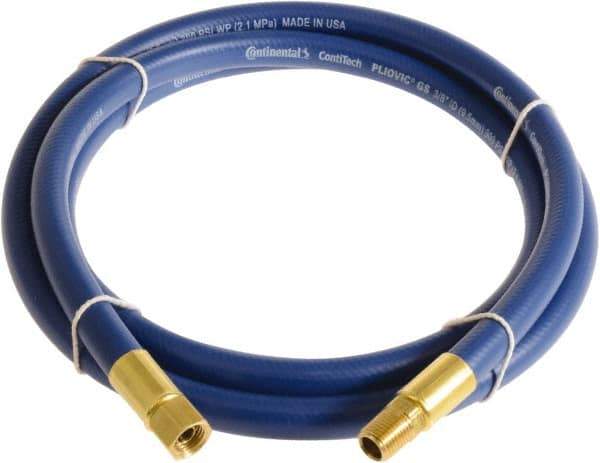 Continental ContiTech - 3/8" ID x 0.6" OD 5' Long Multipurpose Air Hose - MNPT x FNPT Ends, 300 Working psi, -10 to 158°F, 1/4" Fitting, Blue - Apex Tool & Supply