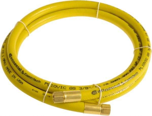 Continental ContiTech - 3/8" ID x 0.6" OD 50' Long Multipurpose Air Hose - FNPT x FNPT Ends, 300 Working psi, -10 to 158°F, 1/4" Fitting, Yellow - Apex Tool & Supply