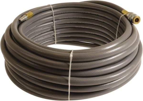 Continental ContiTech - 1/2" ID x 0.78" OD 25' Long Multipurpose Air Hose - Industrial Interchange Safety Coupler x Male Plug Ends, 300 Working psi, -10 to 158°F, 1/2" Fitting, Gray - Apex Tool & Supply